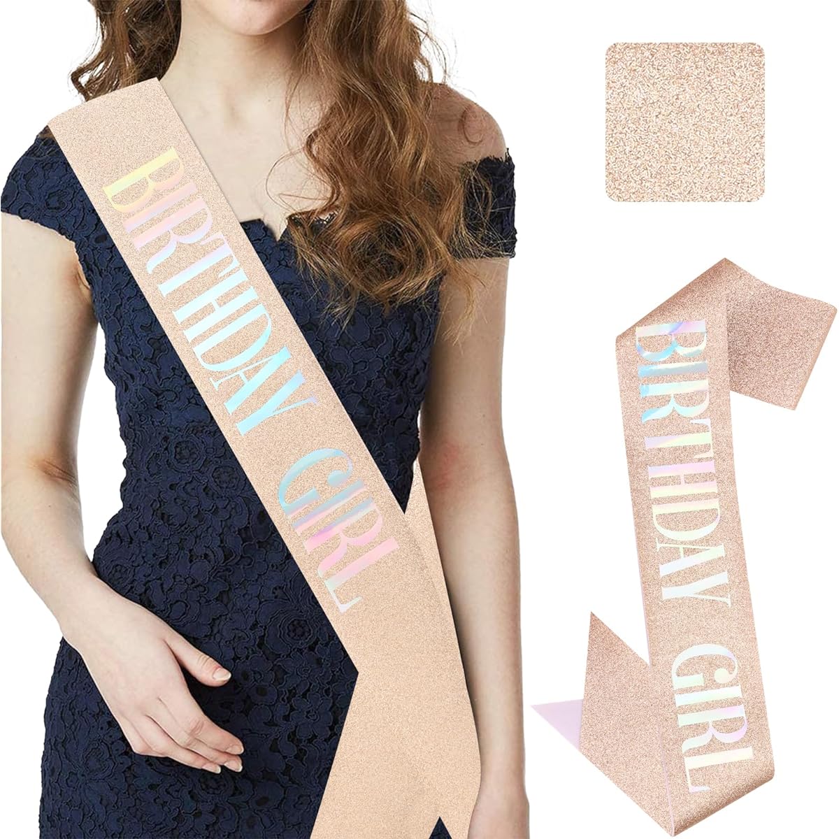 CIEHER 67"L x 3.6"W Birthday Sash for Women, Rose Gold Birthday Girl Sash, Birthday Sash, Birthday Queen Sash, 21st Birthday Sash, 30th Birthday Sash, Birthday Decorations, Birthday Gifts for Girls