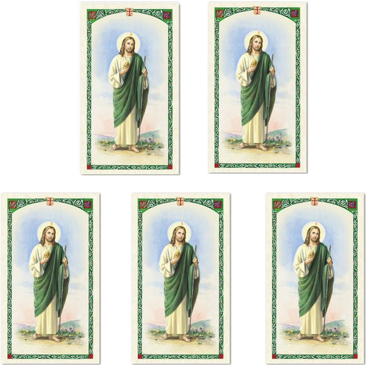H HOLLY LINES St. Judas Thaddeus Laminated Prayer Cards Set of 5 Holy Cards