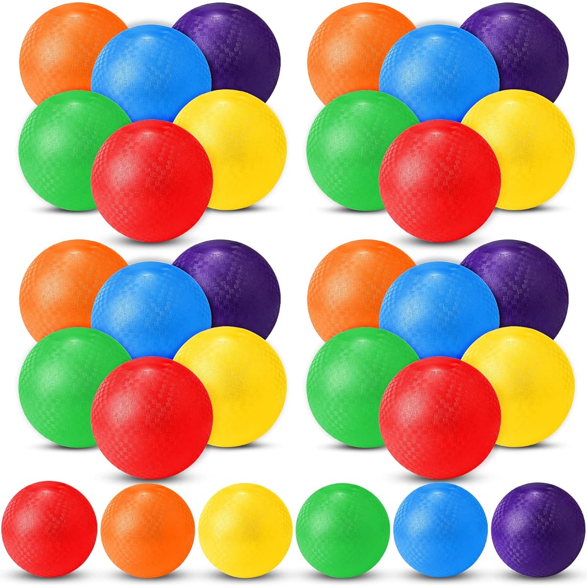 Macarrie 30 Pieces Playground Balls 6 Inch Dodgeball Kickball for Kids Adults Colorful Inflatable Balls Handball Soccer Basketball Handball Game Camping School Outdoor 6 Colors