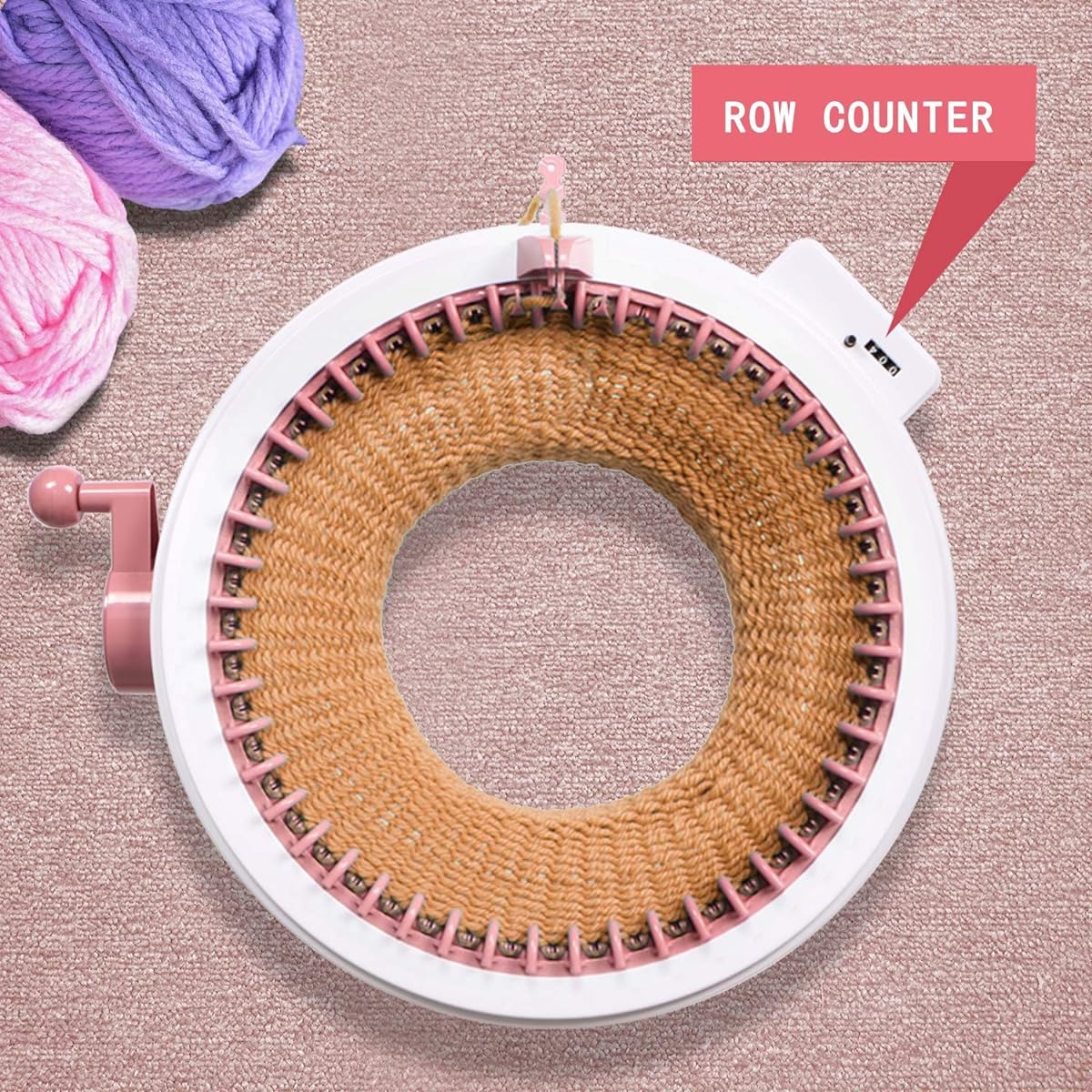 48 Needles Knitting Machines with Row Counter, Smart Knitting Round Loom for Adults/Kids, Knitting Board Rotating Double Knit Loom Machine Kits