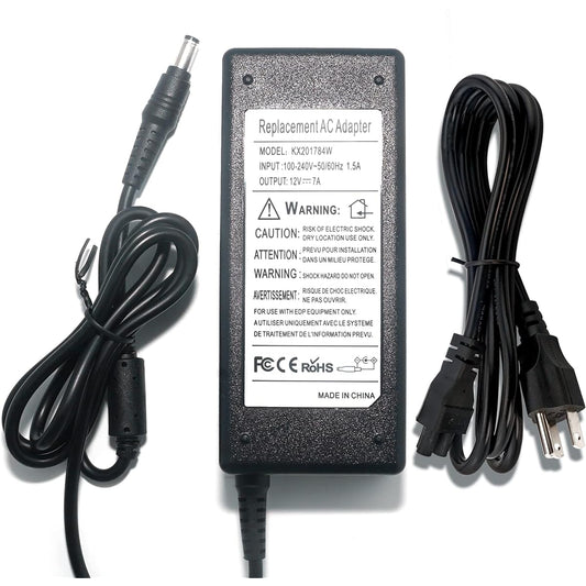 AurGun 12V Power Adapter 7A 84W AC 100V-240V DC 12 Volt 7 Amp Transformer with 5.5x2.1mm Plug Universal Switching Power Adapter for LED Strip Light CCTV Security System