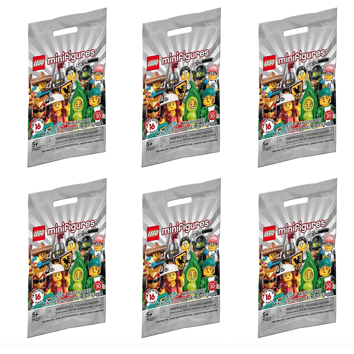LEGO Minifigure Series 20 - New Sealed Blind Bags - Random Set of 6 NEW 2020 Mini Figures (71027)