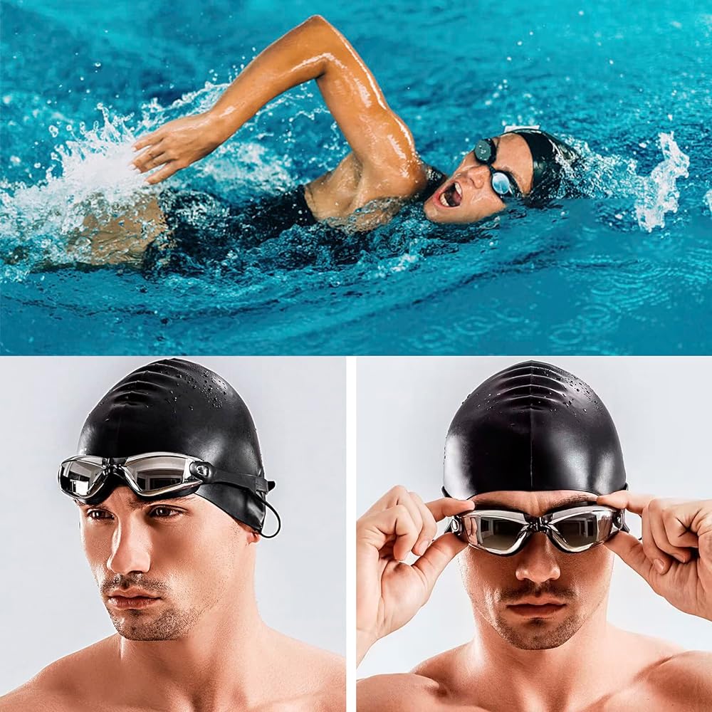 [ESAVIA] Swimming Goggles, Prescription Swimming Goggles, For Nearsightedness, Swimming Goggles, Prescription Lenses, Underwater Glasses, Anti-Fog, UV Protection, Underwater Glasses, Case Included, Ear Plugs Included