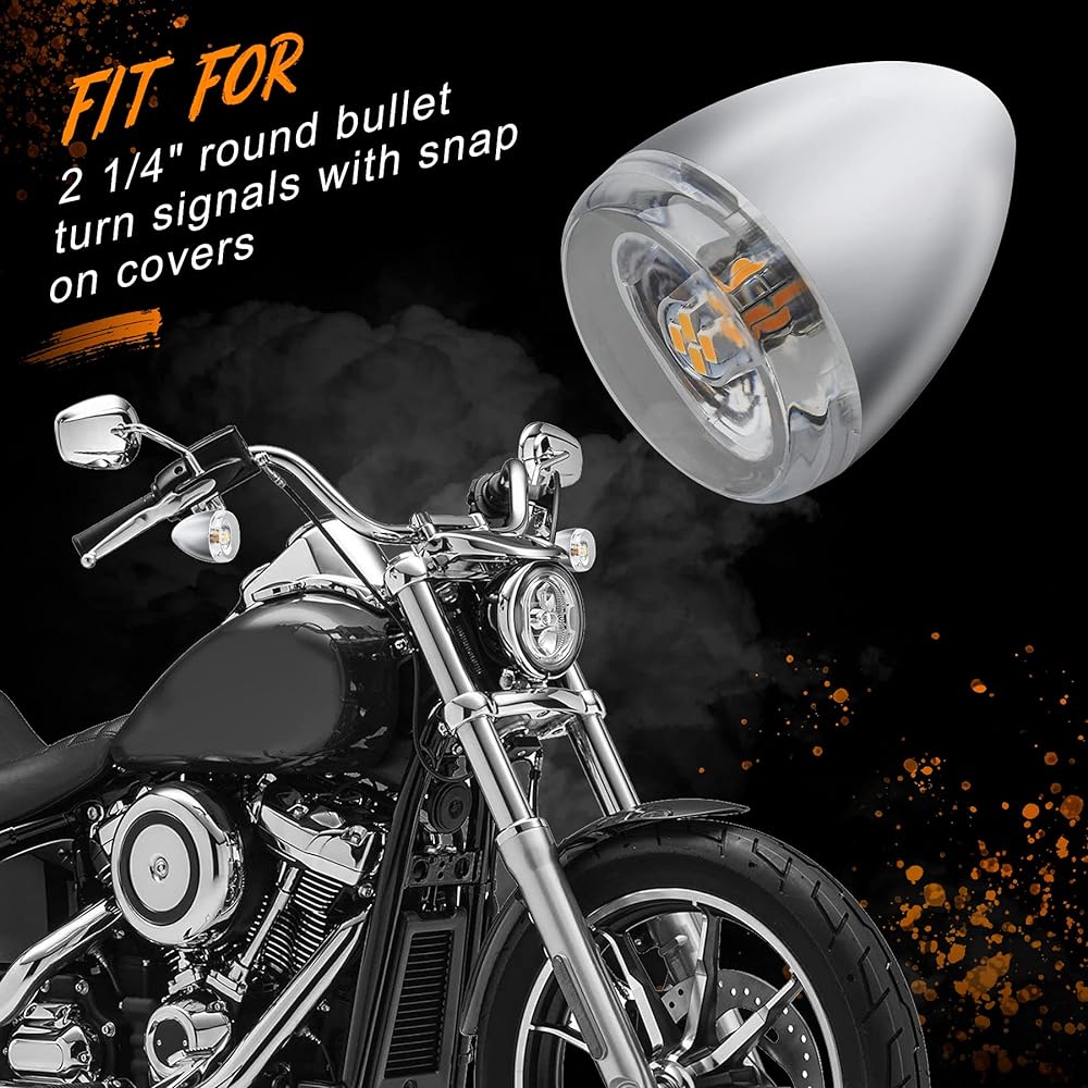 QUASCO Clear Turn Signal Lens Cover for 2 Inch Bullet Motorcycle Blinkers Compatible with Harley Street Glide Special Softail Sportster Road King Fat Boy Pack of 4