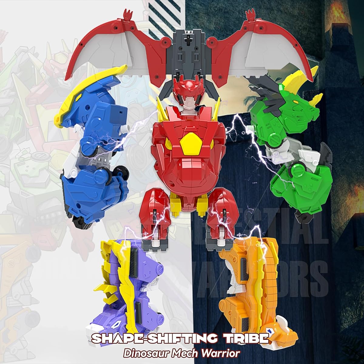 CSDCSD Dinosaur Transformation Toy 6-in-1 Large Robot Toy for 6-8 Years Old Boys & Girls (10 Inch (6 in 1))