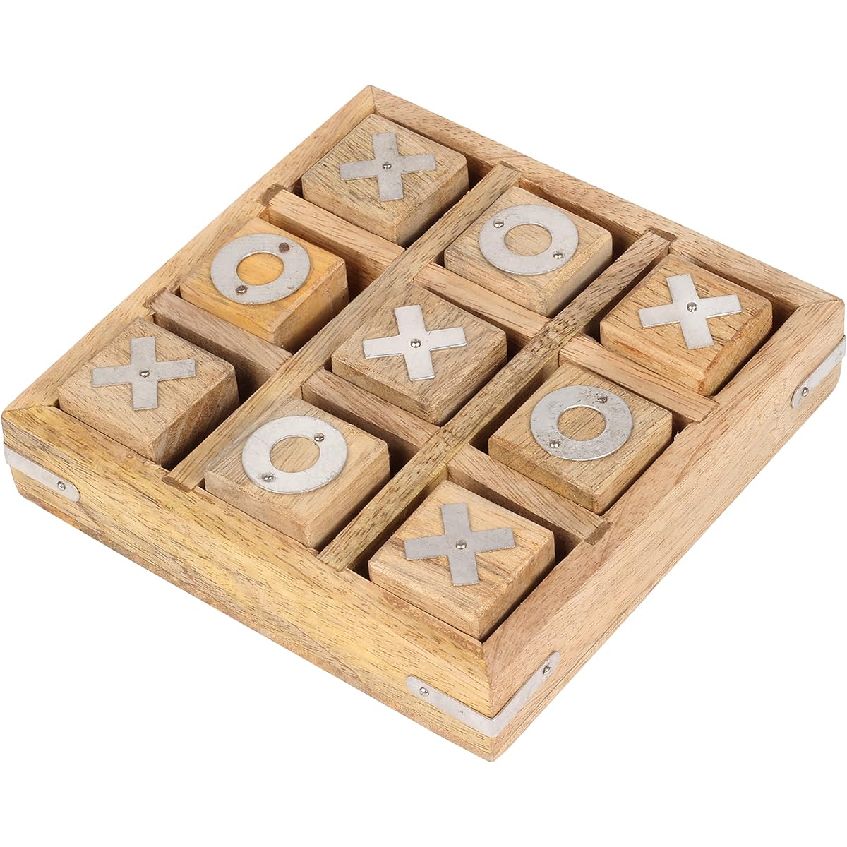 Wooden Classic Tic-Tac-Toe Game, Friends and Family Board Game, 3D Travel Living Room Decor, Coffee Top Table Game, Decorative Family Game Night Classic Board