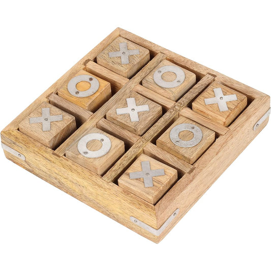 Wooden Classic Tic-Tac-Toe Game, Friends and Family Board Game, 3D Travel Living Room Decor, Coffee Top Table Game, Decorative Family Game Night Classic Board