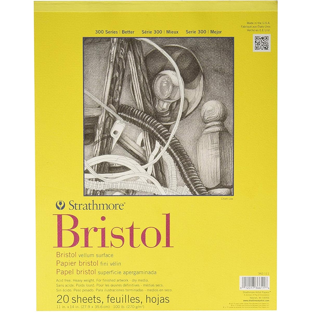 Strathmore 300 Series Bristol Pads, 11" x 14", 20 Sheets (3 Pack) 11-x-14-Inch 342-111