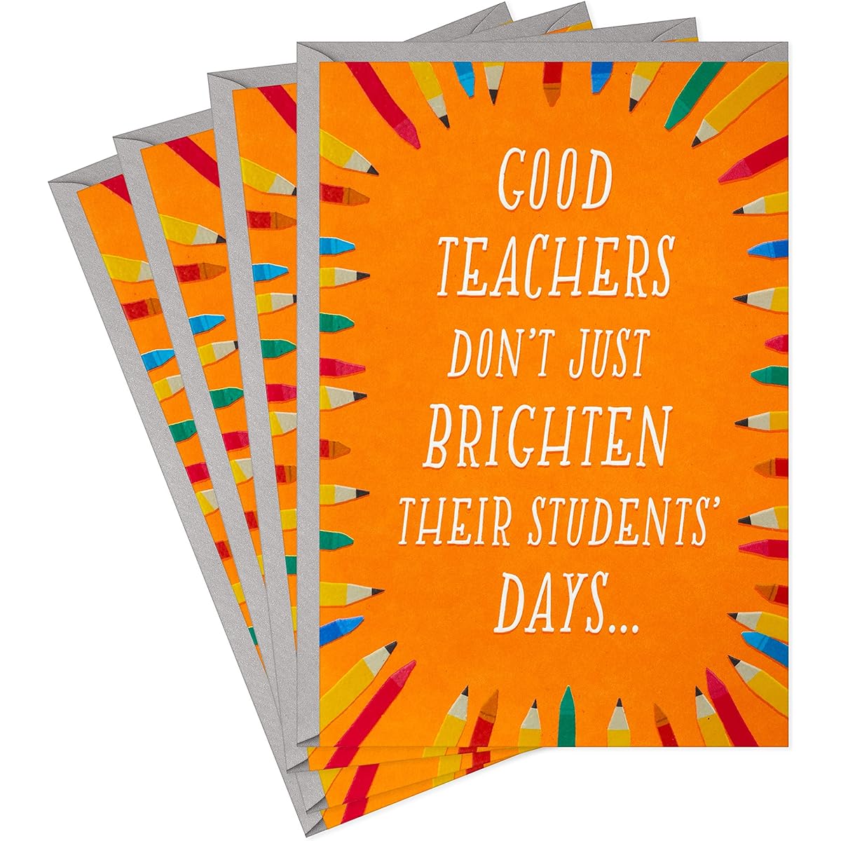 Hallmark Teacher Appreciation Cards, Set of 4 (Good Teachers Brighten Futures)