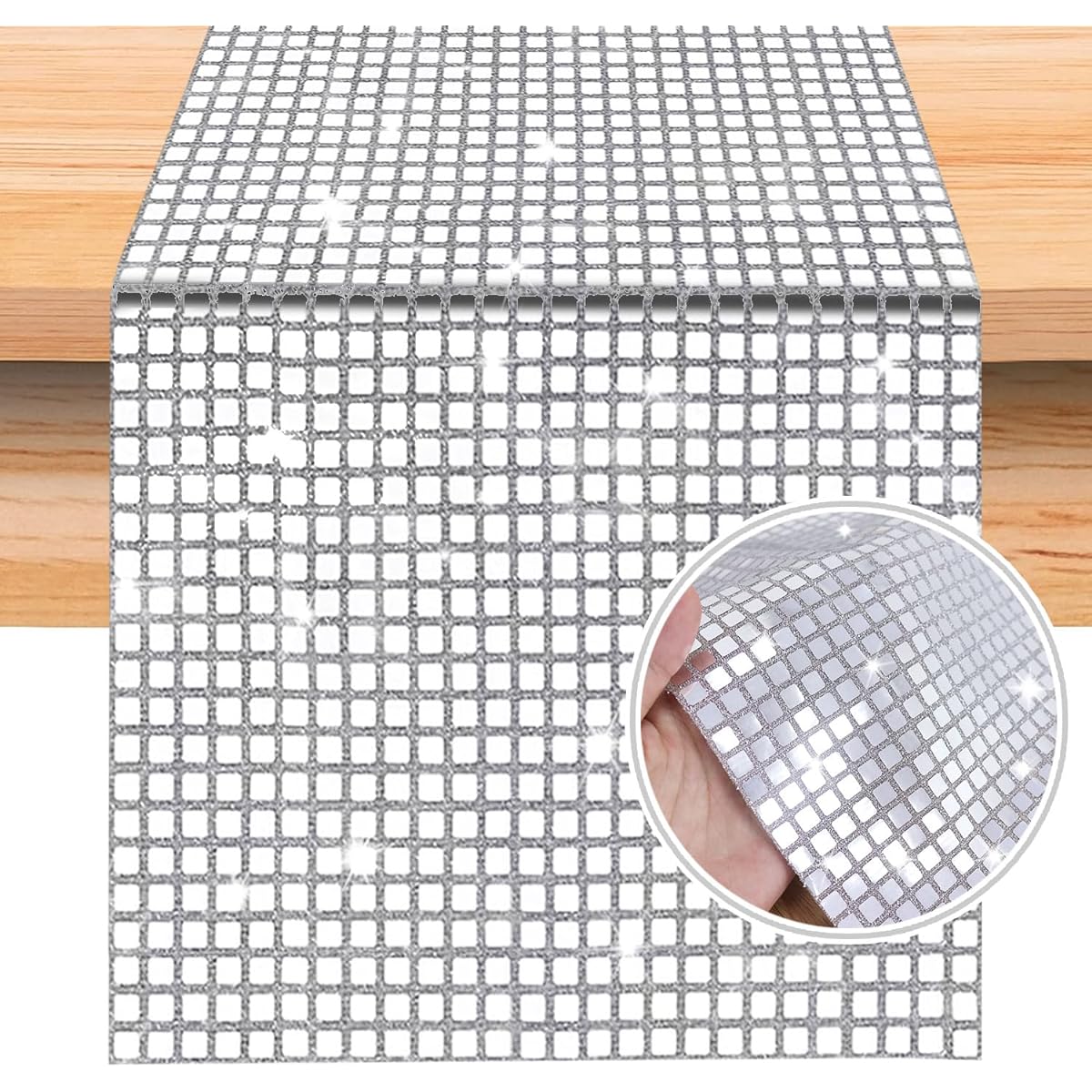 Disco Party Decorations Mirror Silver Table Runner 13X108inch Glitter Foil Sequin Tablecloth Runner 70s 80s Disco Party Favors Retro Dance Party Table Cover Birthday Bachelorette Wedding Tablecloth