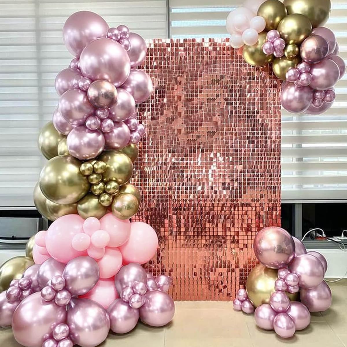 Pateeha Pink Gold Balloon Garland Arch Kit 11-13ft Lilac Metallic Pink Balloon Arch for Birthday Wedding Mother's Day Baby Shower Decorations for Girls