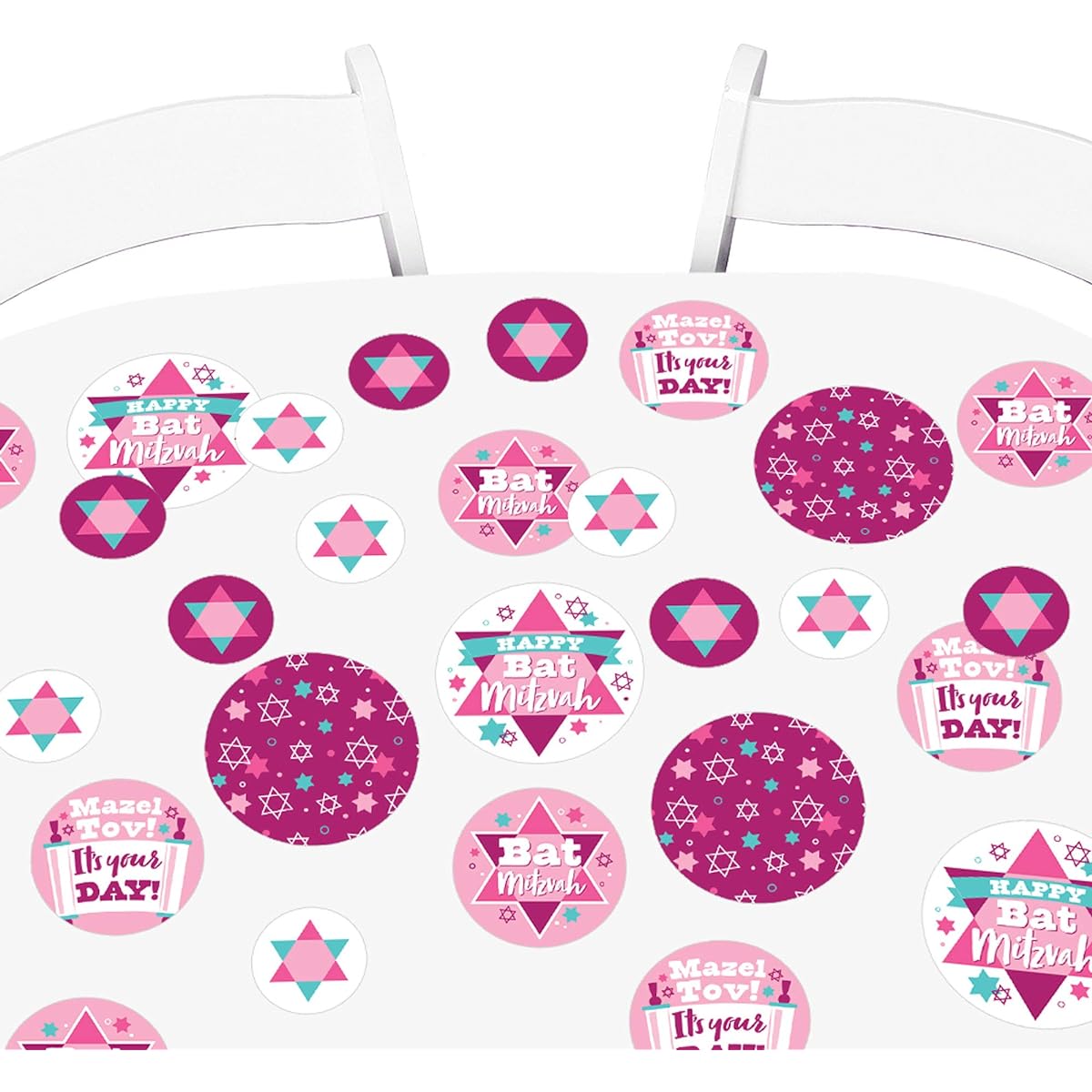 Big Dot of Happiness Pink Bat Mitzvah - Girls Party Giant Circle Confetti - Party Decorations - Large Confetti 27 Count