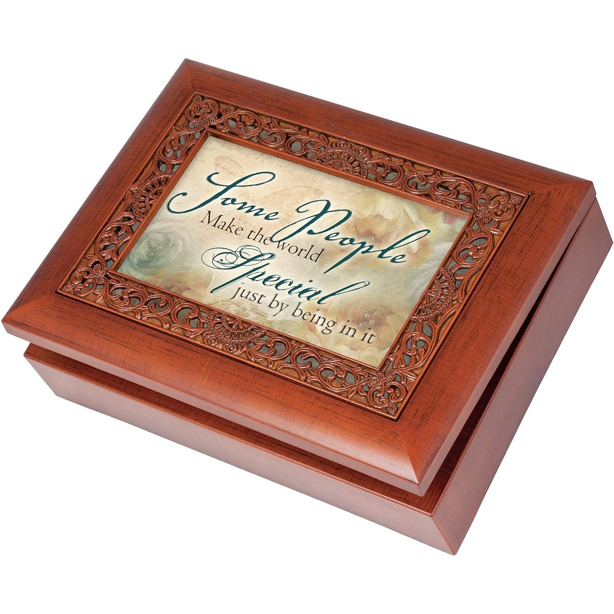 Some People Make the World Special Wood Finish Ornate Jewelry Music Box Plays Tune Ave Maria