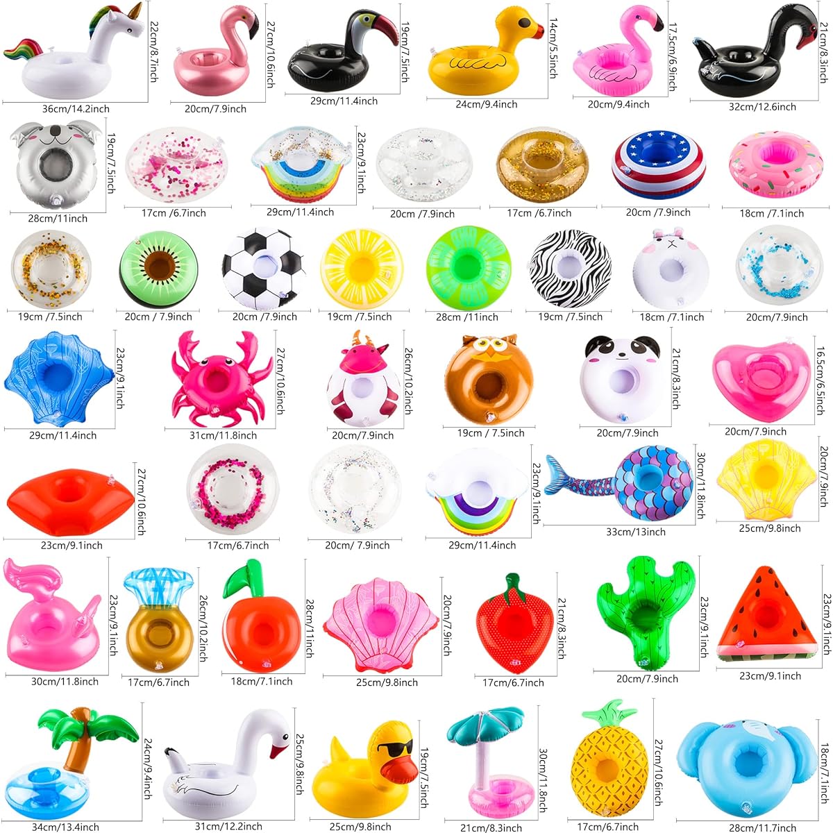 Sonarun 50 Pack Inflatable Drink Holder Float Toy Inflatable Pool Cup Coaster Pool Float Swimming Drink Holder with Air Pump Swimming Pool Beach Holiday Party Supplies