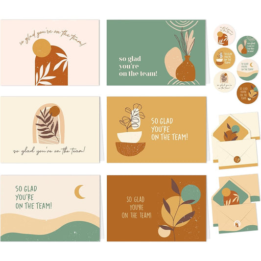 24 Boho Employee Appreciation Cards with Envelopes and Stickers - 6 Designs Blank Inside Boho Thank You Cards Employee Appreciation Cards 6x4 Inch Staff Appreciation Card I Appreciate You Card