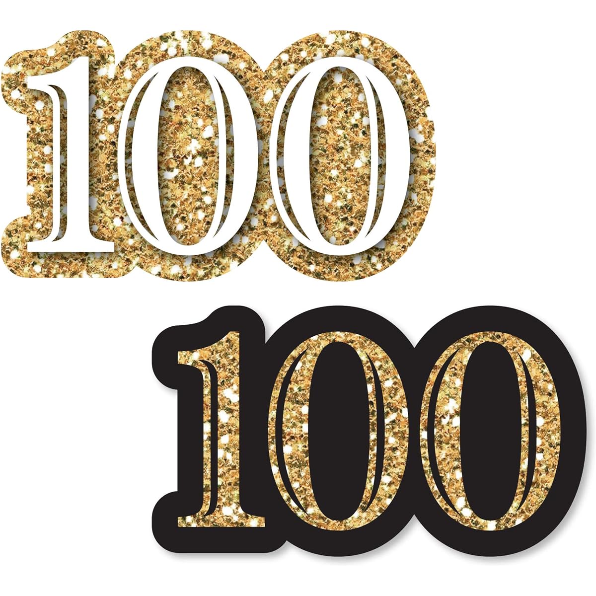 Big Dot of Happiness Adult 100th Birthday - Gold - DIY Shaped Birthday Party Cutouts - 24 Pieces