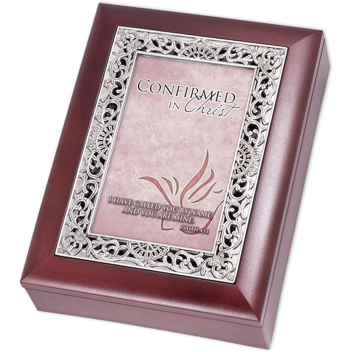 Confirm Girl Rosewood Finish with Silver Inlay Music Jewelry Box - Plays Tune Wonderful World