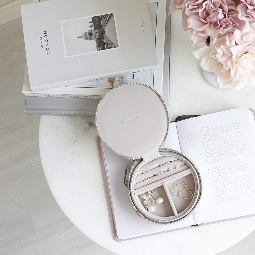 STACKERS LONDON Travel Jewelry Box Round Silver/Stackers SILVER Travel Box Round (Silver)