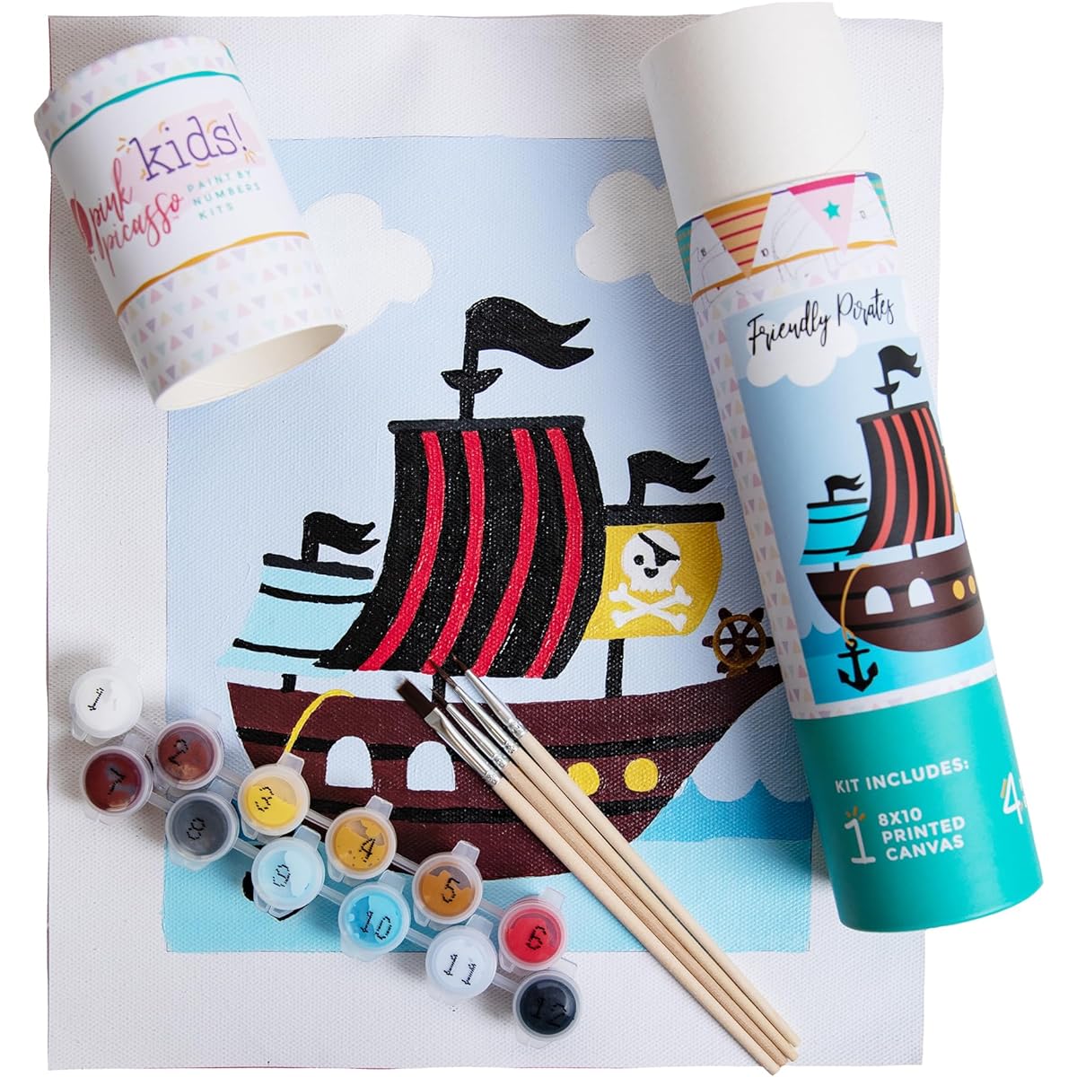 Pink Picasso Kit Paint by Numbers for Kids Ages 5-12 | DIY 8x10 Beginner Kids Paint Set Color by Numbers Canvas Painting Kit | Shark Tank & Oprah's Favorite Things (Friendly Pirate)