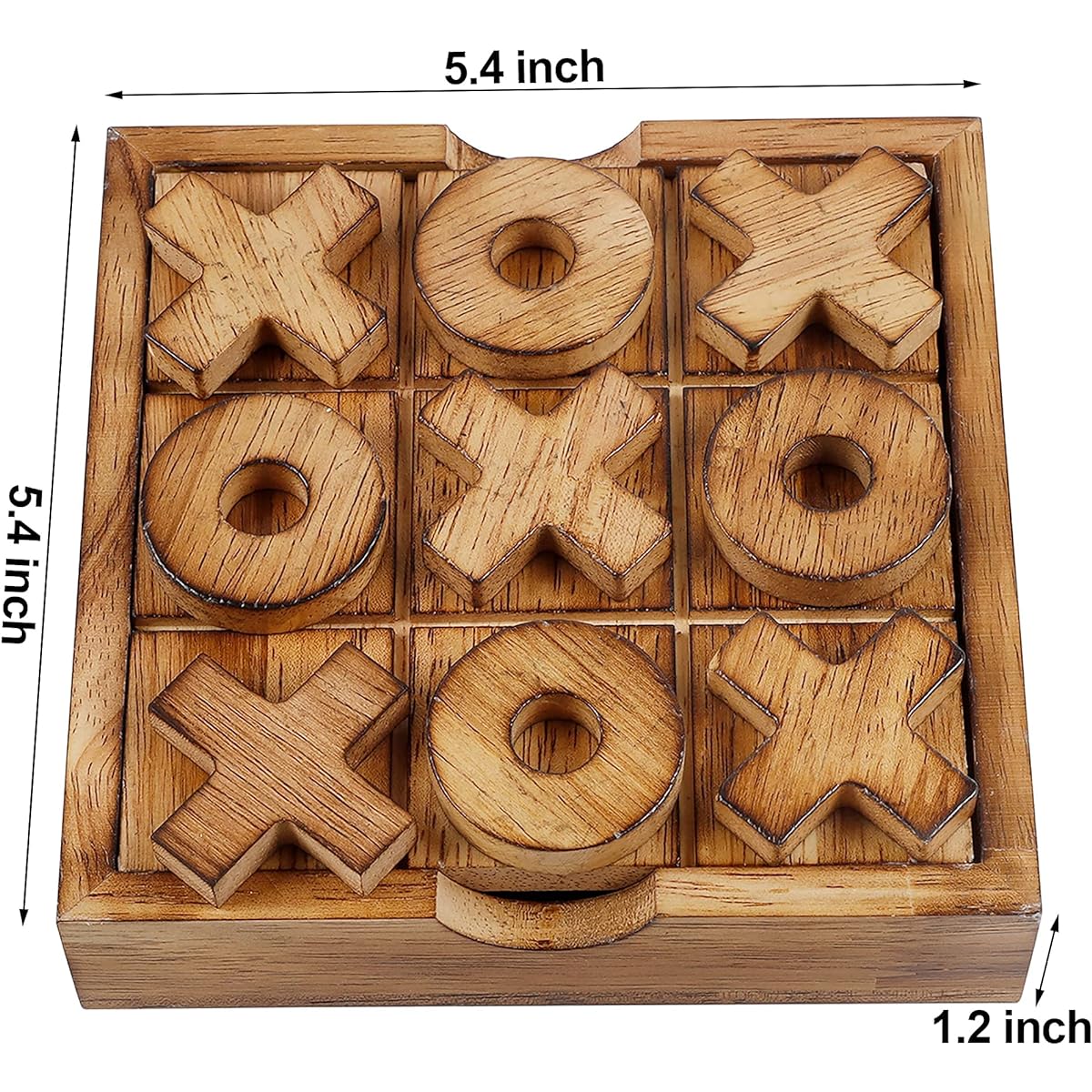 Glintoper Tic Tac Toe & 4 in a Row Table Game Set - Rustic Decorative Wooden Strategy Board Game for the Family