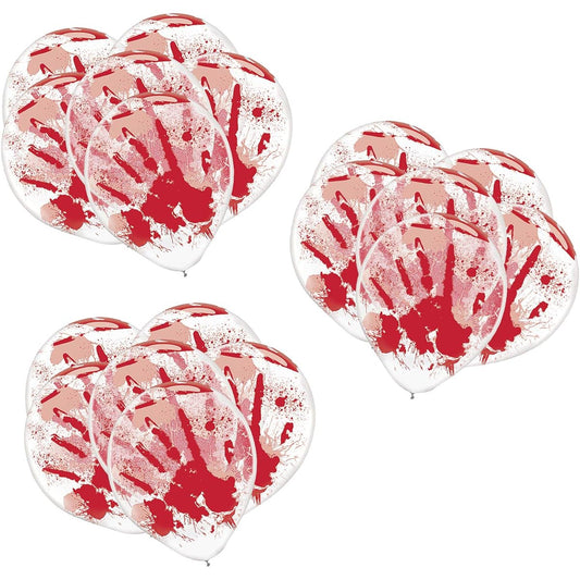 Amscan Haunted Asylum Halloween Hand Blown Splatter Balloon Decoration Latex 12 Inch Red 43395-3160