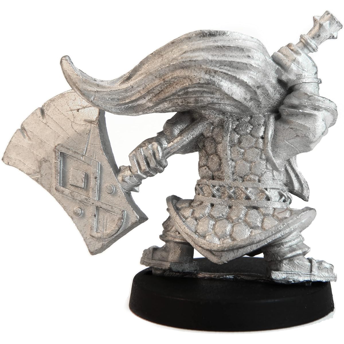 Stonehaven Miniatures Male Dwarven Kabukimono Miniature Figure, 100% Pewter Metal, 32mm Tall (For 28mm Scale Tabletop Wargames), Made in the USA