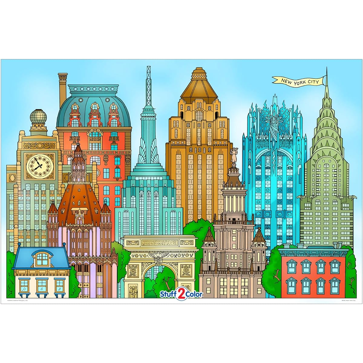 New York City Giant Wall Size Coloring Poster - 32.5" x 22"