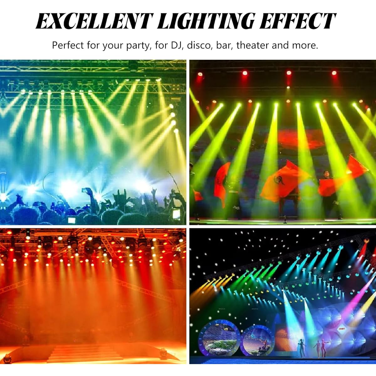 Par Lights for Stage Lighting 12 LED Par Can DJ Light RGBW Mixed Effect Sound Activation Fade Flash Strobe DMX Lighting for Event Party Show Wedding Festival Bar