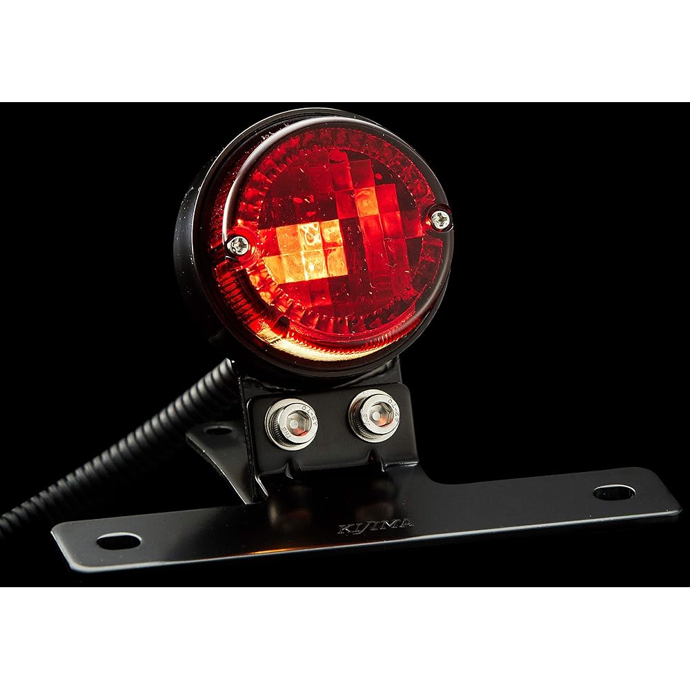 Kijima Motorcycle Tail Lamp LED Classic Tail Lamp Round L Black (12V23/8W) 218-3014