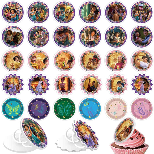 30pcs Magic Movie Cupcake Toppers Birthday Party Favors Magic Movie Party Cupcake Finger Rings Gift Birthday Party Supplies Kids Party Decorations