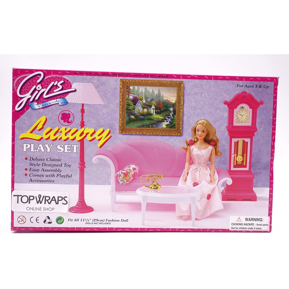 Girls' Favorite Classic Style Luxury Living Room Gloria Doll Furniture for 11-12 Inch Fashion Doll