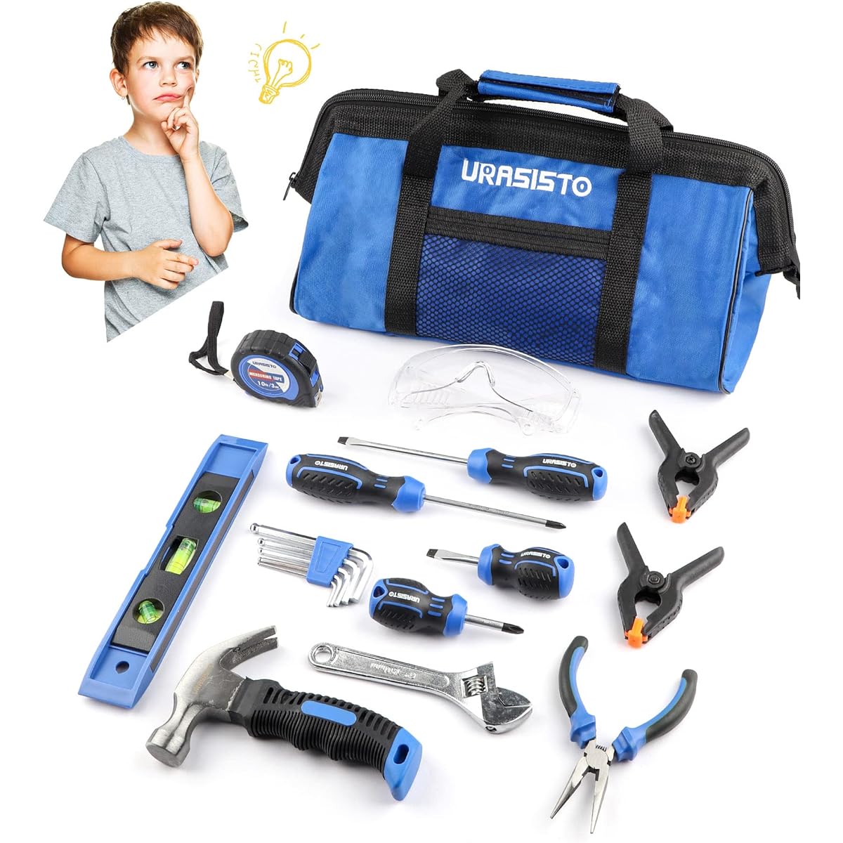 URASISTO 12-Piece Kids Tool Set with Tool Bag