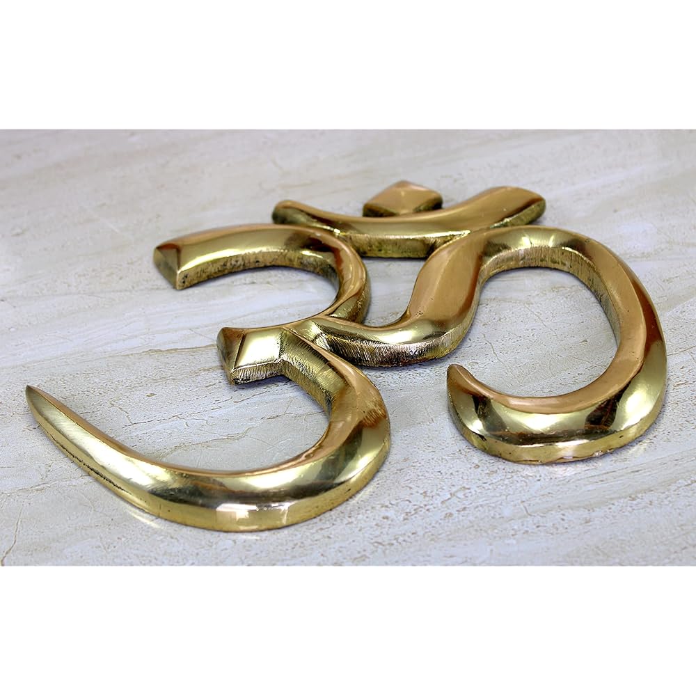 eSplanade Brass OM Wall Hanging Sculpture | Vastu | Feng Shui | Luck Auspicious Religious Symbol | Puja Idol | Home Decoration - 9 inches
