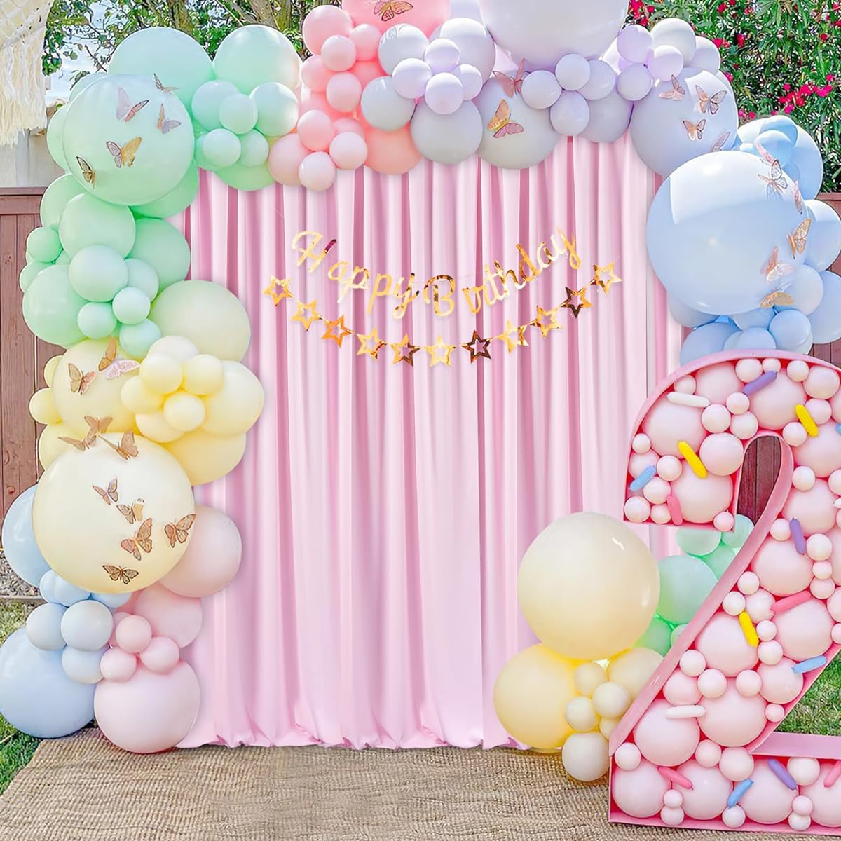 MoKoHouse 10ft x 8ft Pink Backdrop for Parties, Blush Pink Backdrop Drape for Birthdays, Light Pink Backdrop, 2 Panels 5ft x 8ft