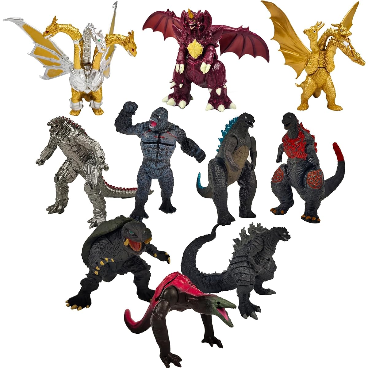 ViliV Godzilla Figures Set of 10 - Godzilla Toys for Boys - Action Figures Godzilla Toys King Kong Toys Shin Godzilla Toys Mechagodzilla Toys King Ghidorah Toy Godzilla Ultima Skullcrawler