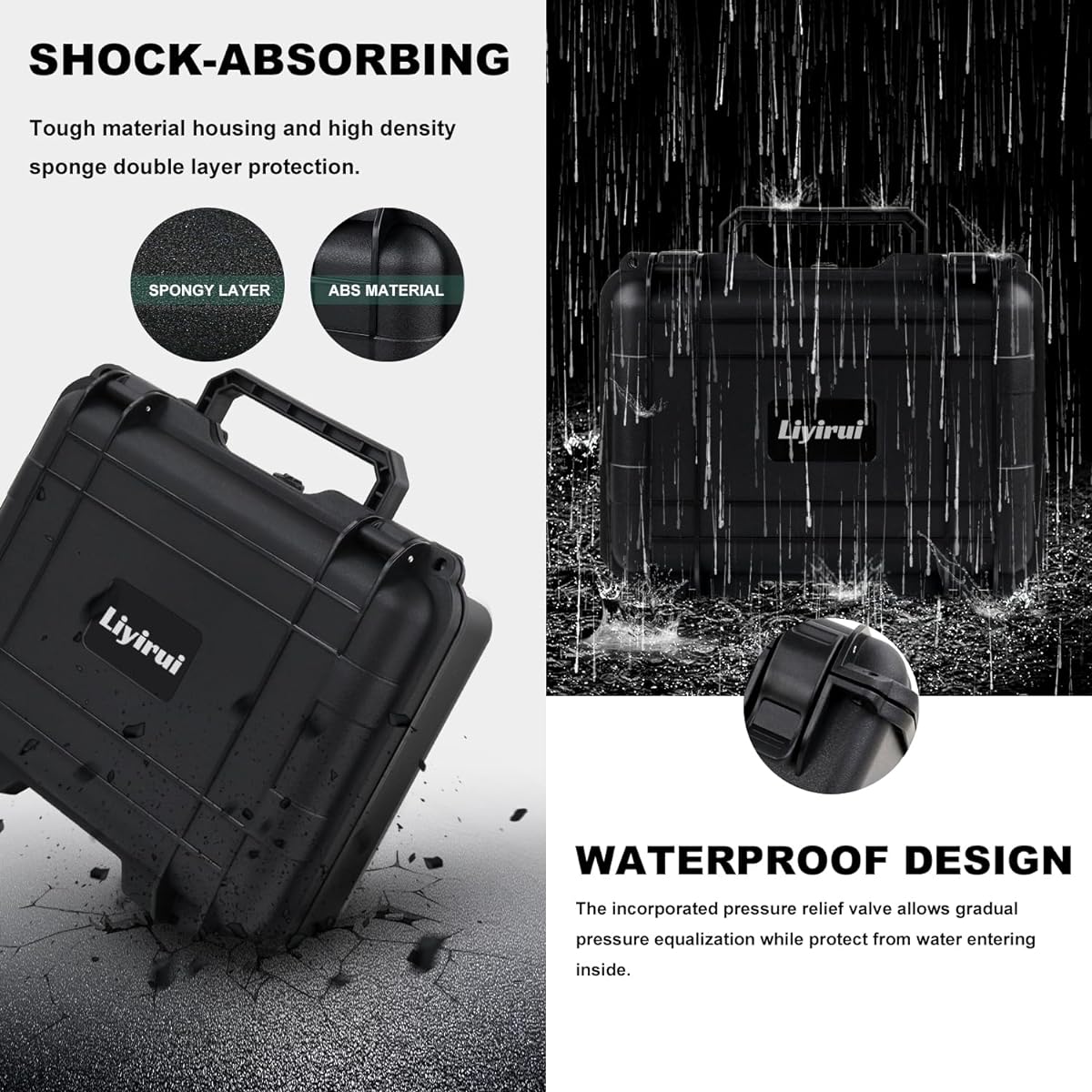 Liyirui Microphone Portable Storage Case Foam Storage Case Pre-diced DIY Shape Portable Case Portable Case for Microphone Waterproof Anti-drop Tool Safety Box Travel Going Out