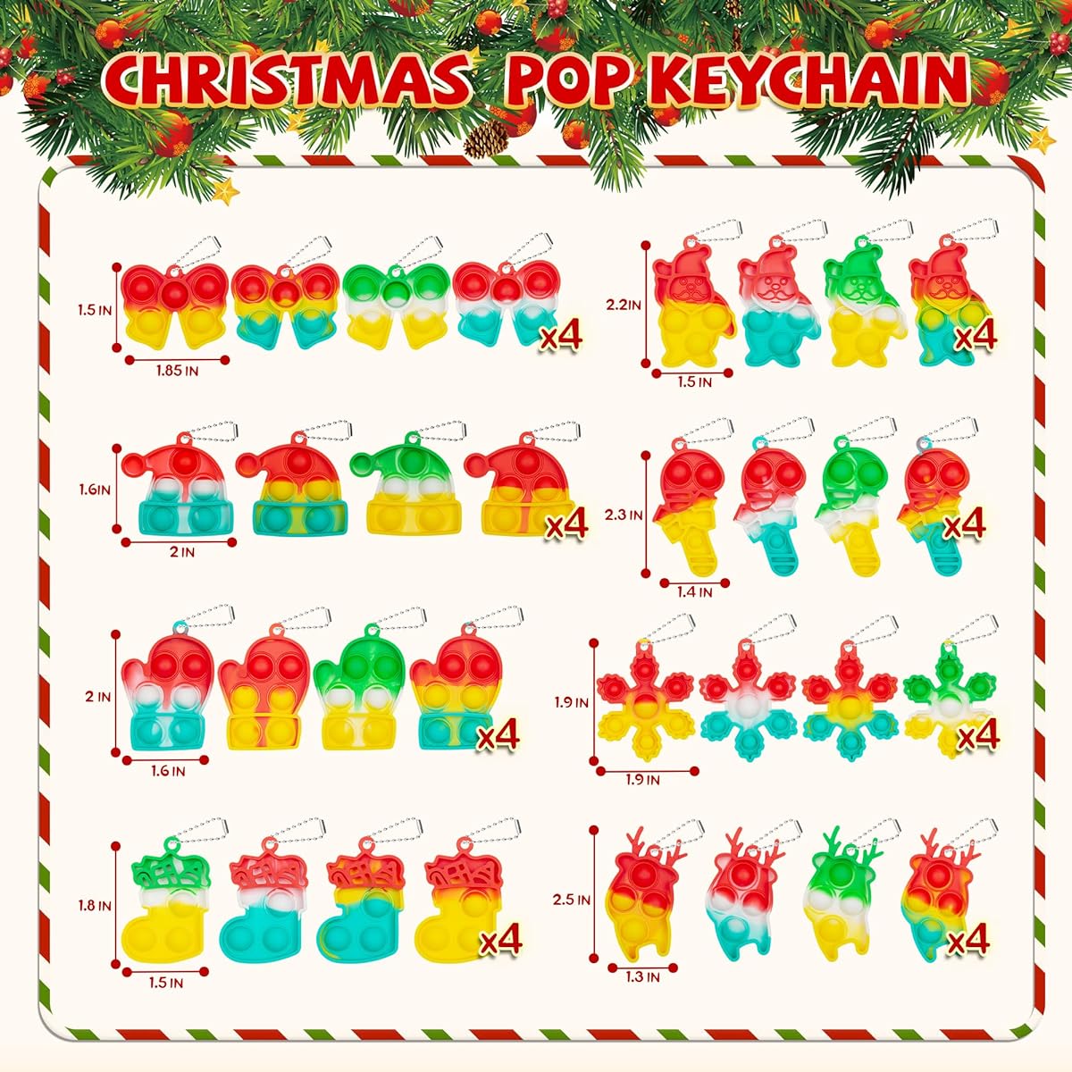 32 Pack Kids Party Favors Fidget Toys Bulk Mini Pops Fidget Keychain Birthday Party Favors for Kids 4-8,8-12 Years Little Kids Class Favors Fidget It Bubble Popper Student Goodie Bag Stuffing