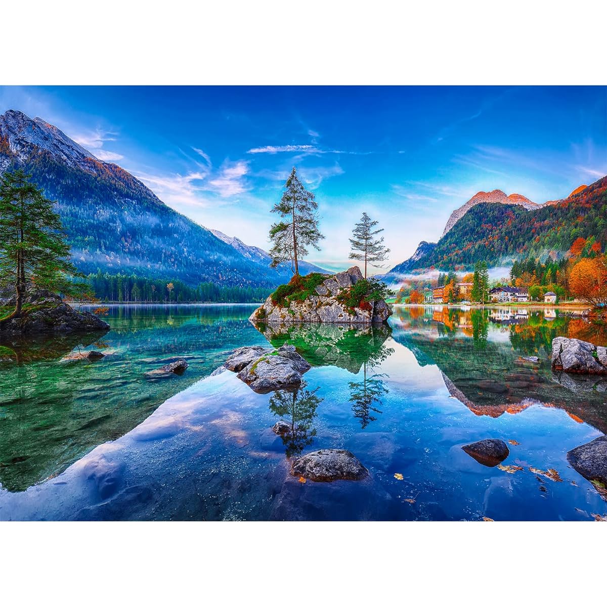 HUADADA Jigsaw Puzzle 1000 Pieces for Adults Hintersee Lake Nature Landscape Puzzle for Adults 1000 Pieces Uniquely Shaped Pieces Hard Puzzle (27.5" x 19.7")
