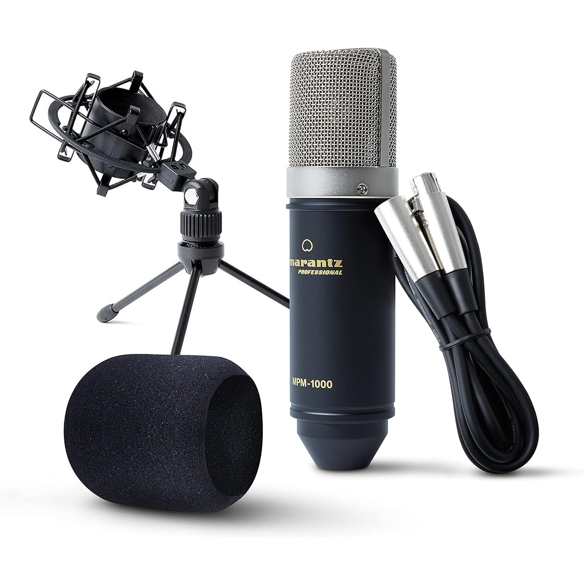 [Set Purchase] Roland Audio Mixer Roland GO:MIXER PRO-X & Marantz Pro Condenser Microphone, Gaming, Streaming, Recording, Unidirectional, Shock Mount, Windscreen, Microphone Stand, XLR Cable Included, 48V Phantom Power MPM-1000