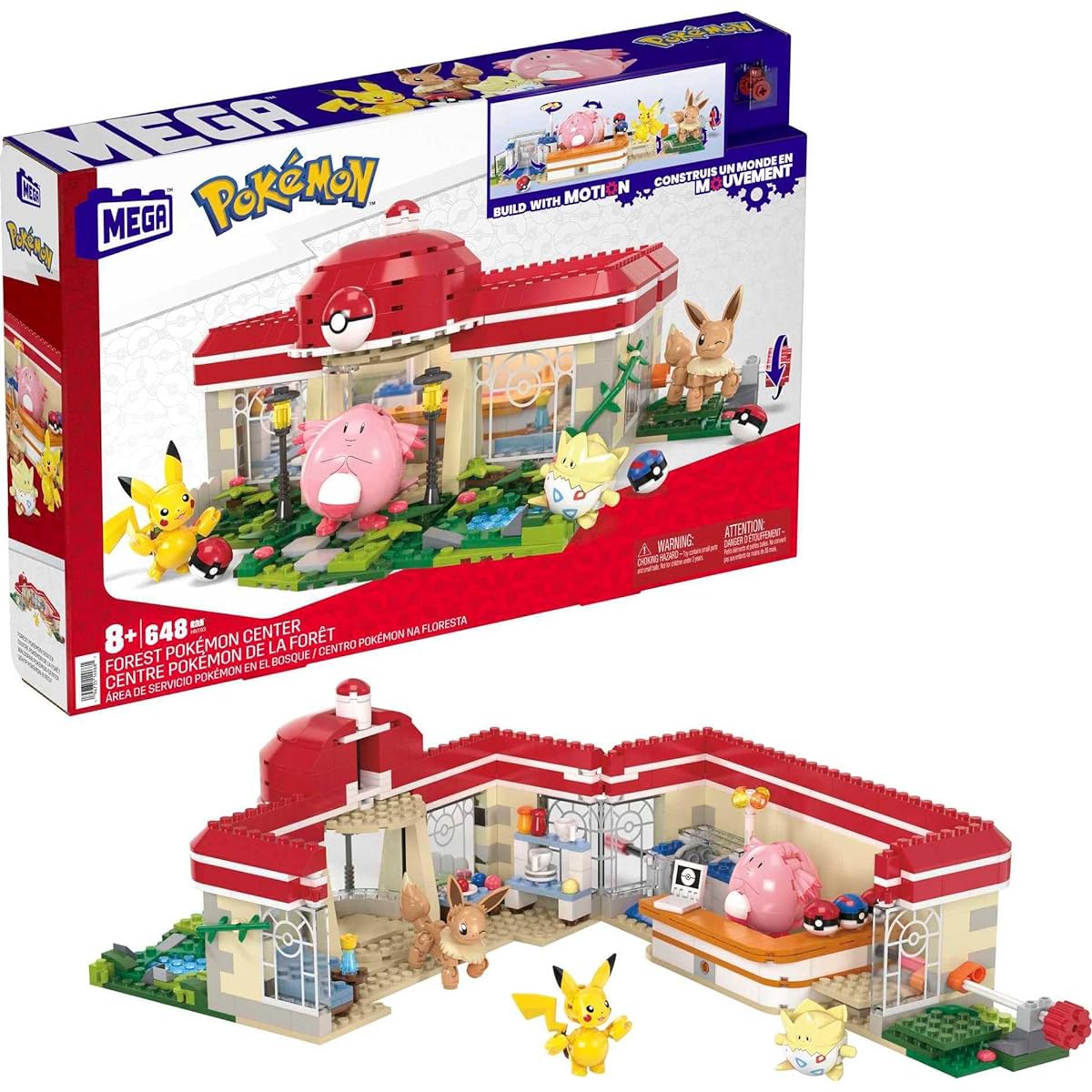 MEGA Pokemon Adventure World Lucky and the Forest Pokemon Center & Pikachu and the Cheerful Wind Hill ~ Set of Poppo, Wooloo and the Windmill
