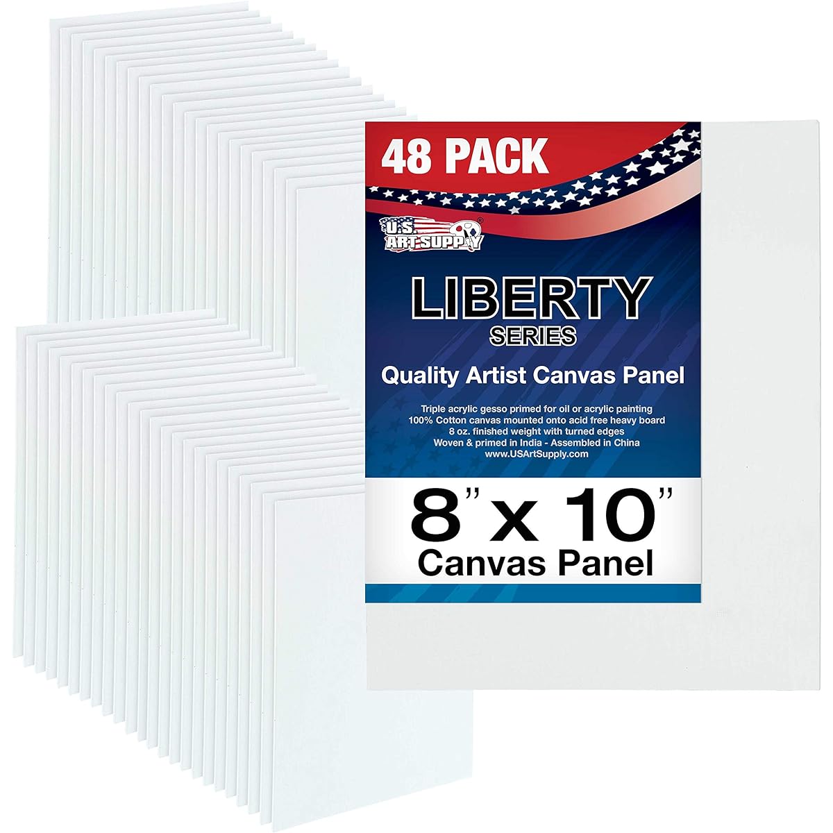 US Art Supply 8 X 10 inch Professional Artist Quality Acid Free Canvas Panels 4 - 12-Packs (1 Full Case of 48 Single Canvas Panels) by US Art Supply