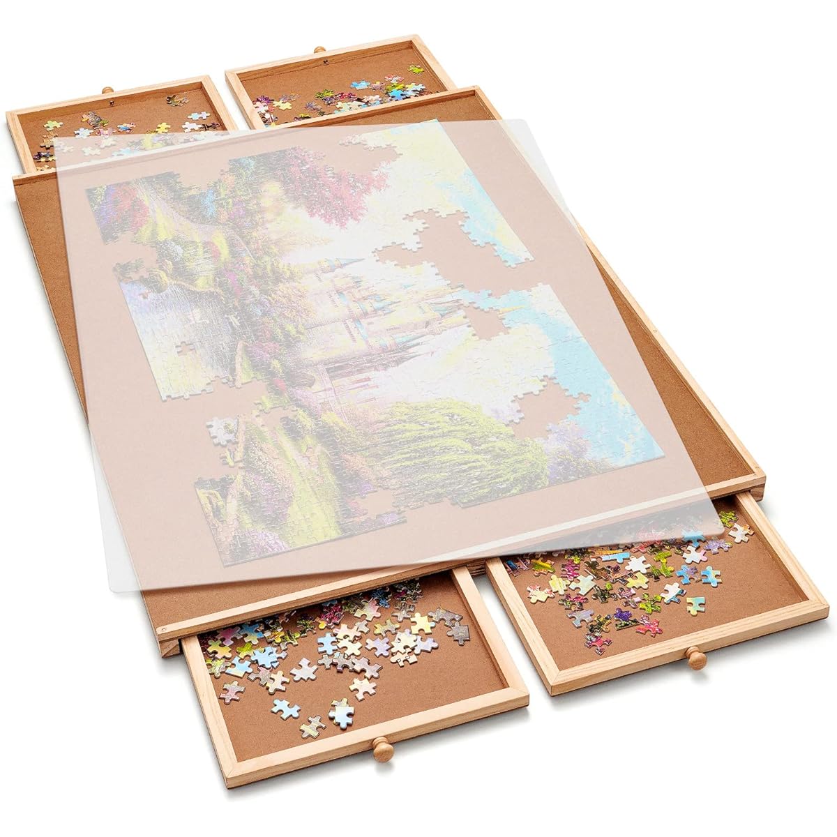 Gamenote Jigsaw Puzzle Table for Adults Portable Large Puzzle Board with Drawer Wood Smooth Plateau Work Surface Kids Family Games (1000 Pieces)