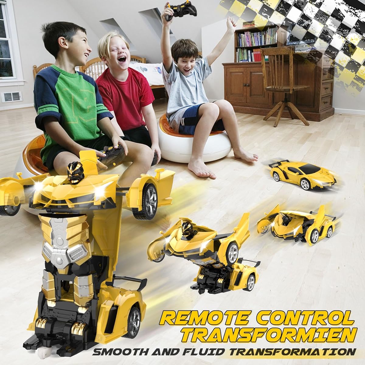 Britik Transform Remote Control Car Toys for Kids Ages 4 5 6 7 8 Remote Control Cars for Boys 4-7 Transforming Cars for Boys 4-6 Toy Cars for 5 Year Old Boys Toys for 3 4 5 6 7 8 9 10 11 12 Year Old Boys