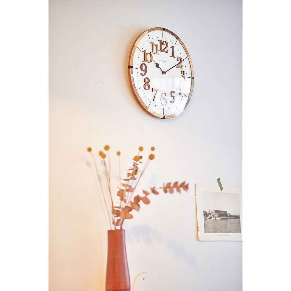 Interform Wall Clock Radio Clock CL-9706 Teal Brown White 30.5cm Natural Scandinavian