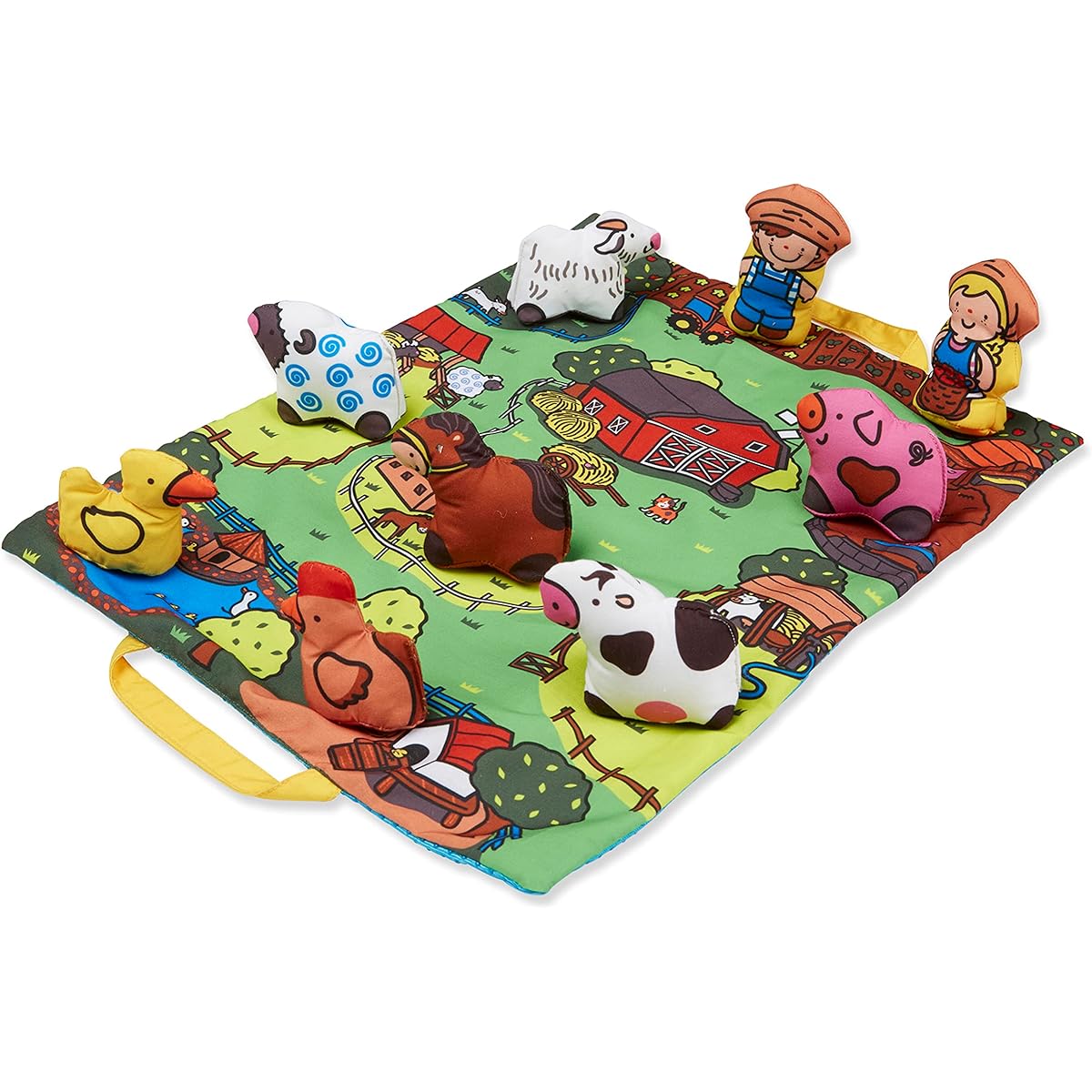 Melissa & Doug Take-Along Farm Baby and Toddler Play Mat (19.25 x 14.5 inches) with 9 Animals - Folds Up into a Storage Bag for Easy Travel