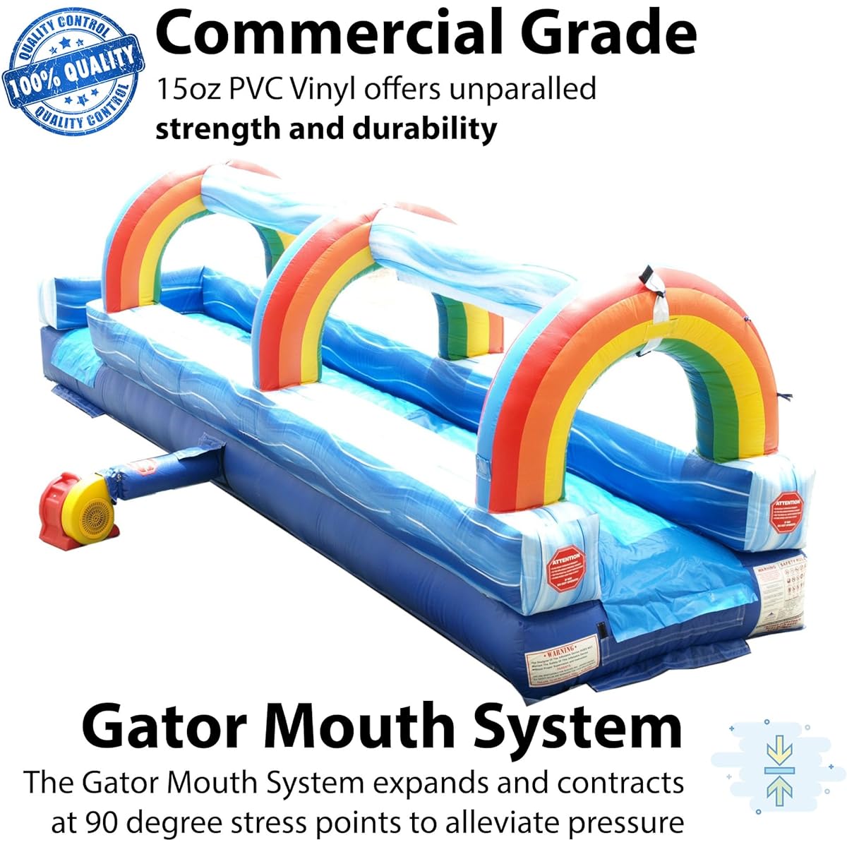 TentandTable Blue Marble Inflatable Slip N Slide for Kids & Adults - Commercial Grade Inflatable Kiddie Pool, Outdoor Toys & Games, Backyard Fun, Includes 1HP Blower & Ground Stakes, 25'L x 6'W x 9'H