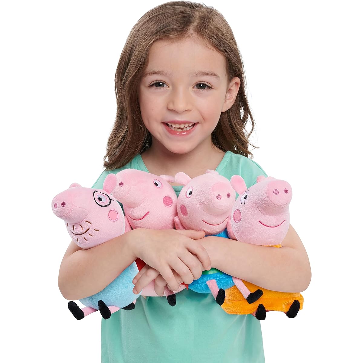 Peppa Pig Family Plush Toys, Small Stuffed Animals, Set of 4, Kids Toys, Ages 2+, Basket Stuffers, Small Gifts