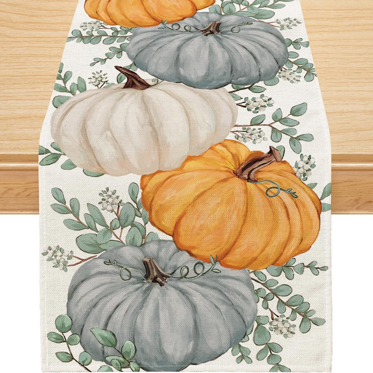 Siilues Fall Table Runner, Fall Decorations, Home Pumpkin Fall Runner, Thanksgiving Decorations, Seasonal Fall Thanksgiving Holiday Decor, Indoor/Outdoor Party/Dining Table Decor (13" x 60")