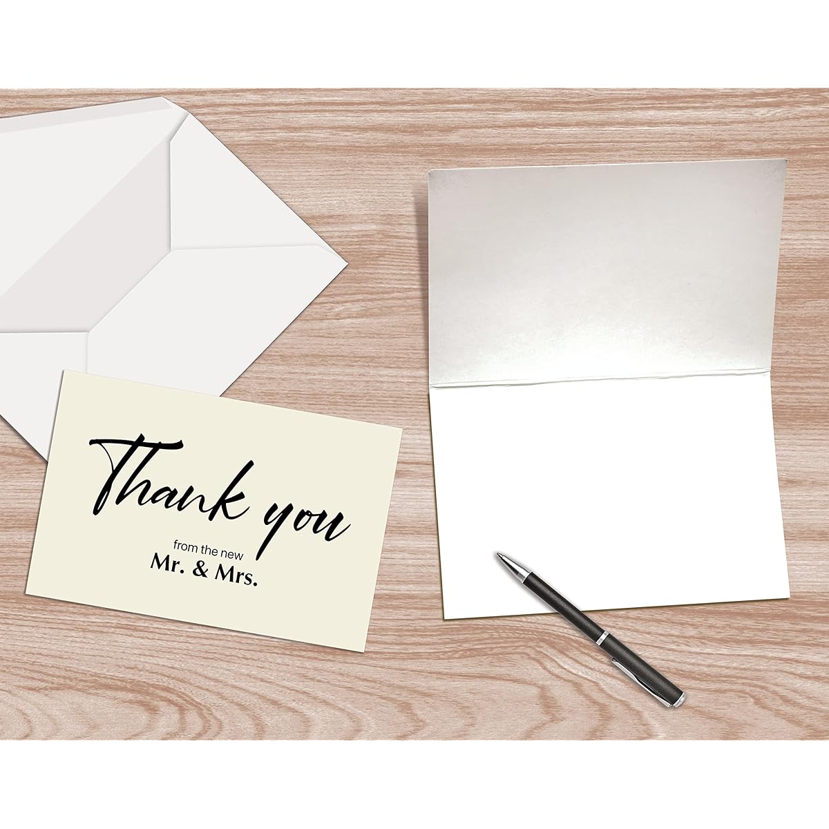 Better Office Products Wedding Thank You Cards with Envelopes, 120 Pack Thank You Cards New Mr and Mrs 4 x 6 Inch Blank Cards Wedding Thank You Notes, 120 Count Box Set