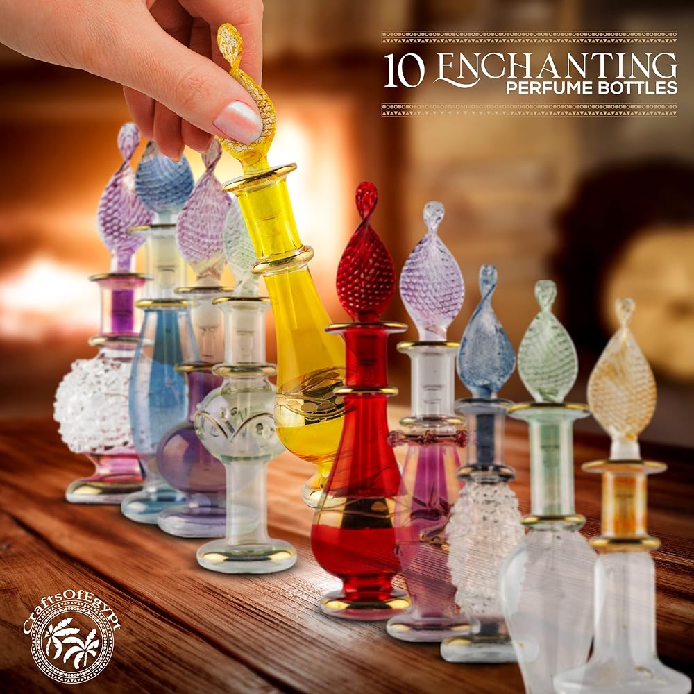 CraftsOfEgypt Spirit Blown Glass Miniature Perfume Bottles for Perfumes and Essential Oils, Decorative Vials Set of 50, Each 2 Inches High (5 cm) Assorted Colors